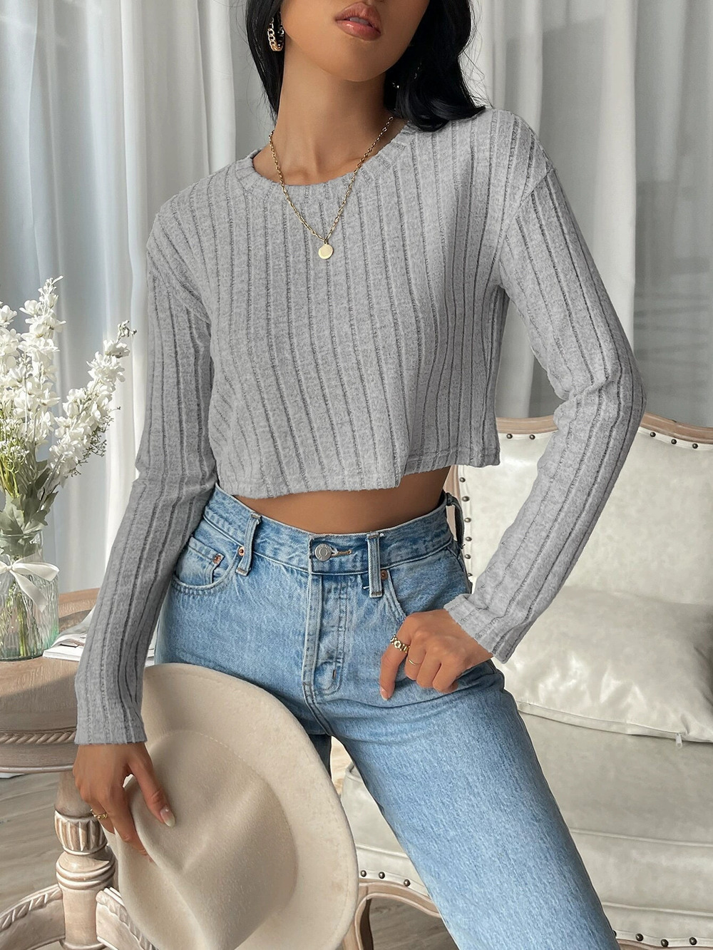 ZARA Trendy Casual Versatile Cropped Tee Spring Summer Office Solid Color